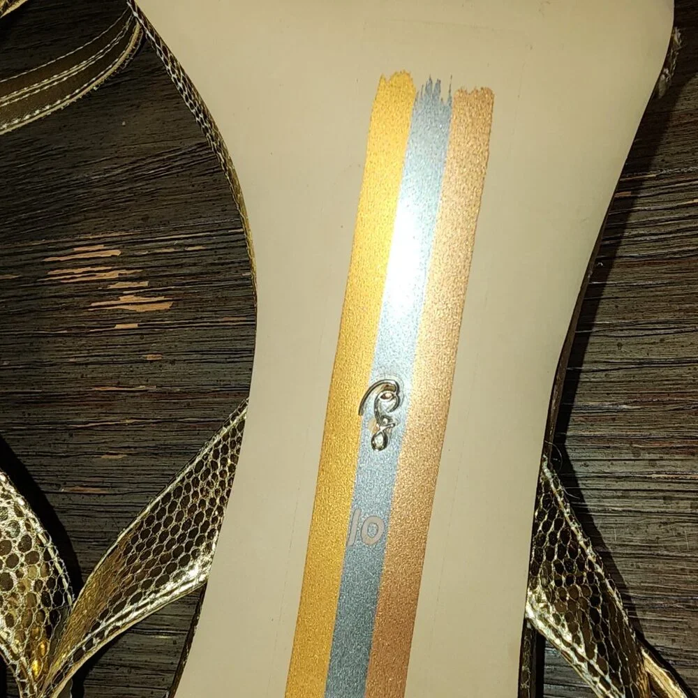 SAM EDELMAN Gemmie Strappy Stiletto Dress Sandals AMBER GOLD METALLIC 10M - Picture 7 of 13